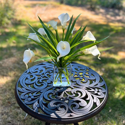 White Calla Lily Arrangement in Glass Vase — 15″